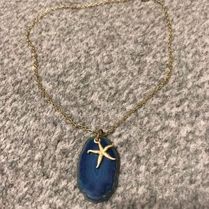 Crystal geode and starfish pendant necklace
